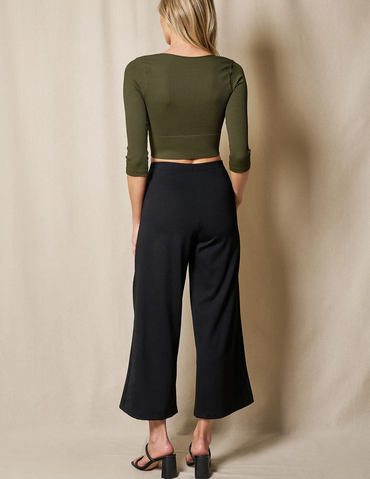 70s Allure: High-Waist Flares with Cozy Wrap