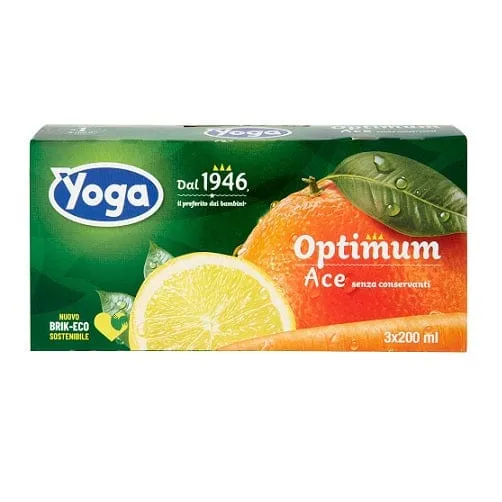 8x Yoga Optimum Brik Ace Fruchtsaft mit Orangen, Karotten und Zitronen 3x200ml