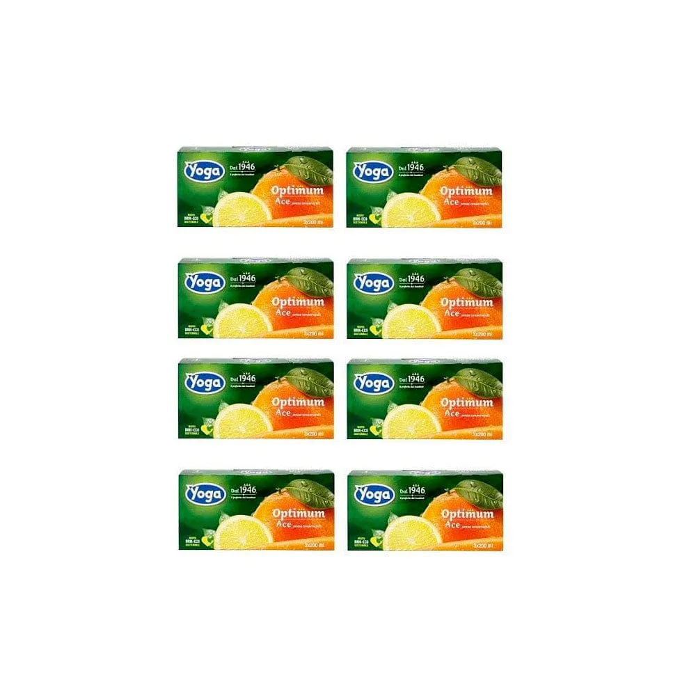 8x Yoga Optimum Brik Ace Fruchtsaft mit Orangen, Karotten und Zitronen 3x200ml