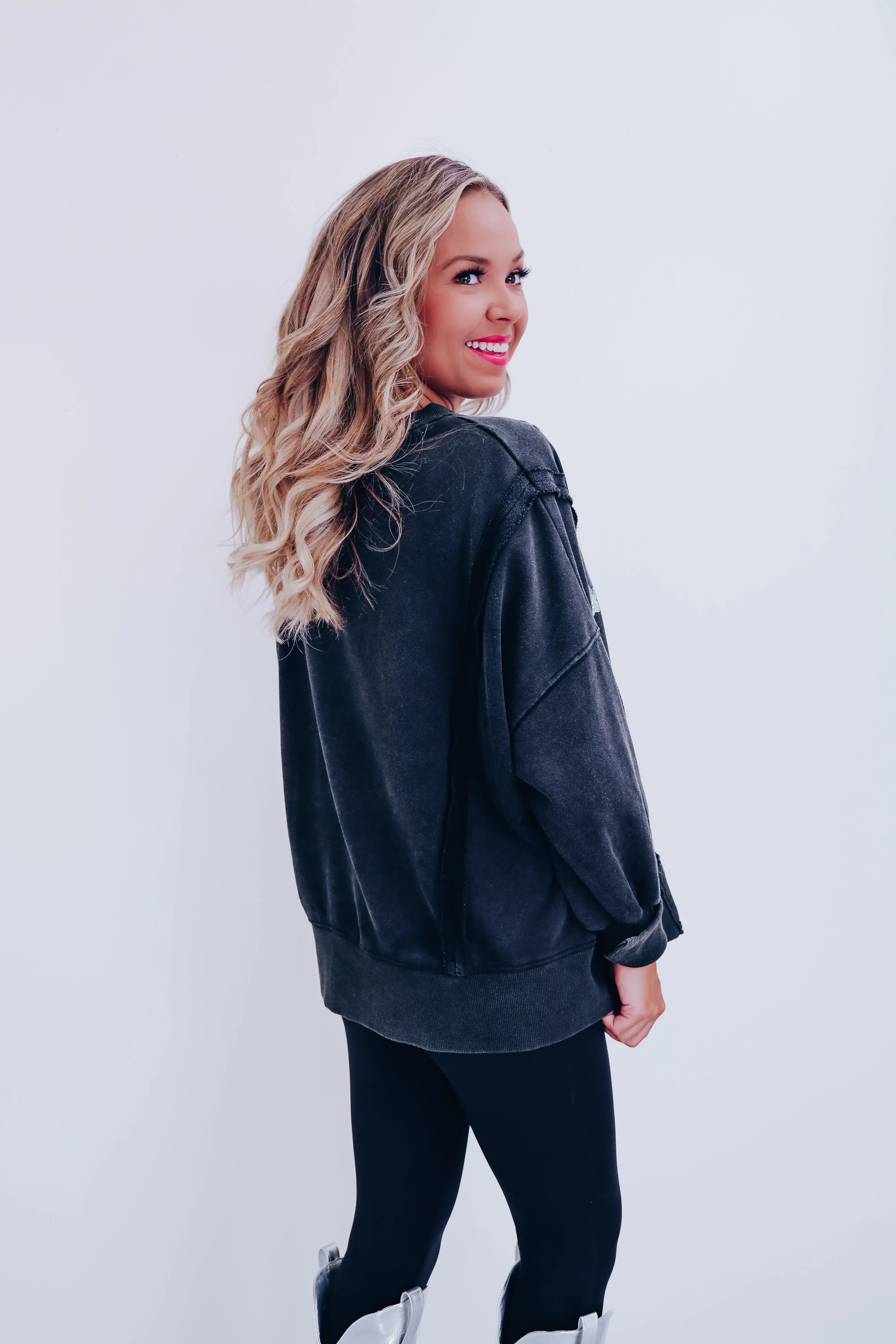 All That Glitters Hi Lo Top - Charcoal