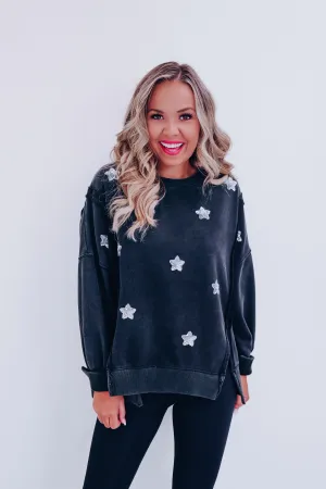 All That Glitters Hi Lo Top - Charcoal