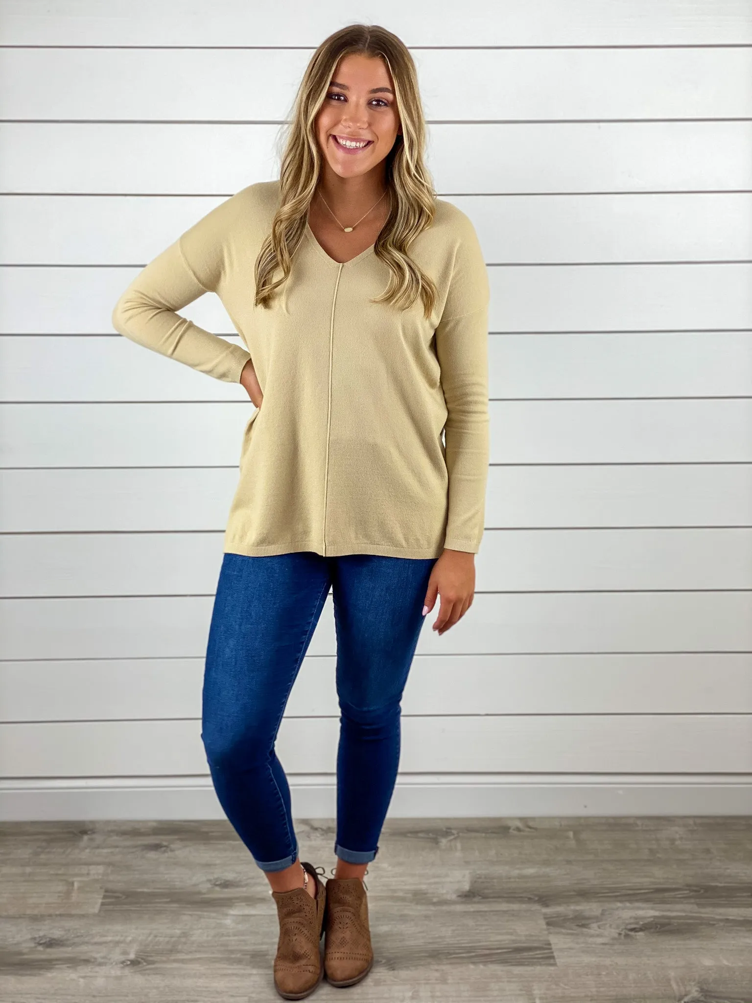 Almond V Neck Sweater