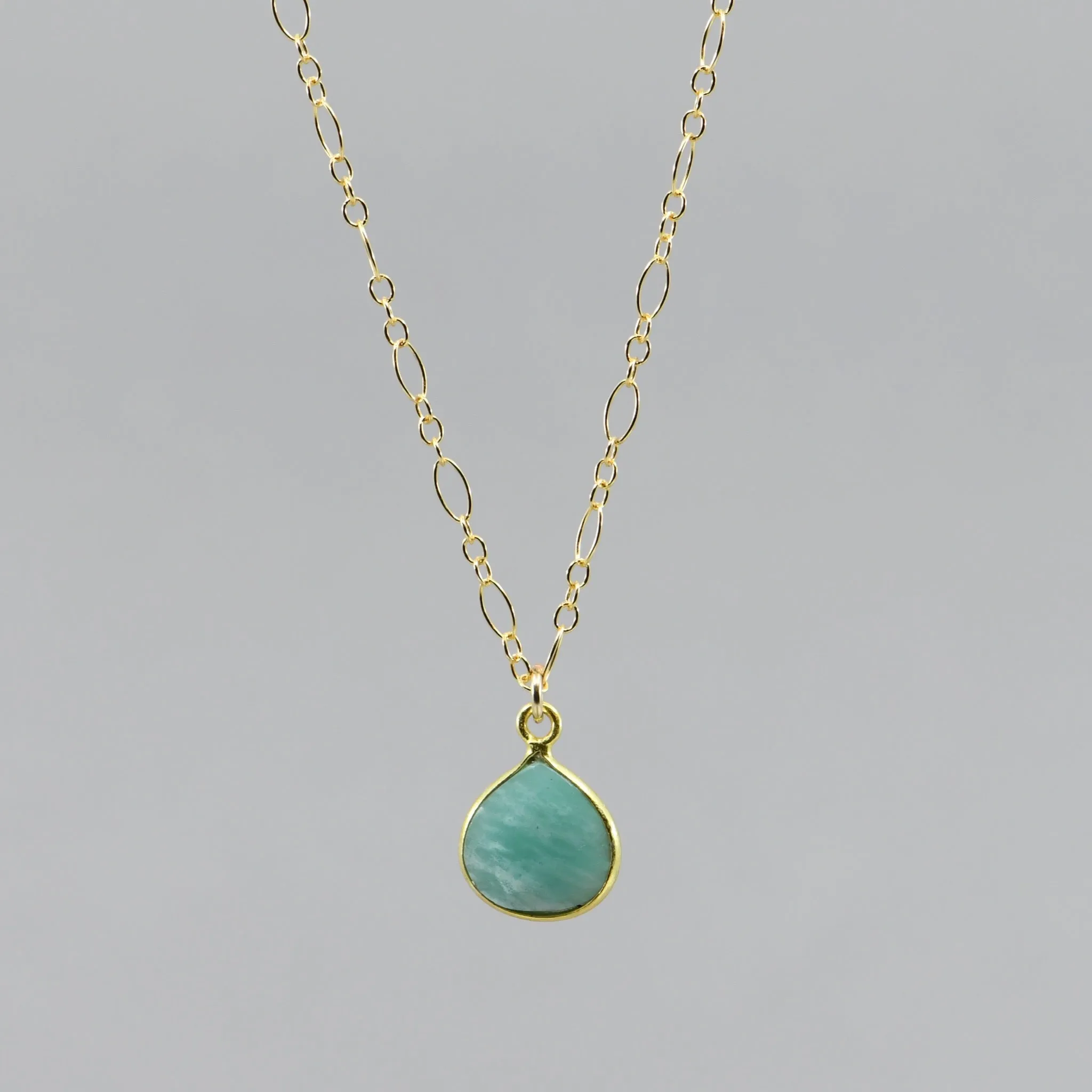 Amazonite Pendant Necklace | Gold-Filled Boho Statement Jewelry