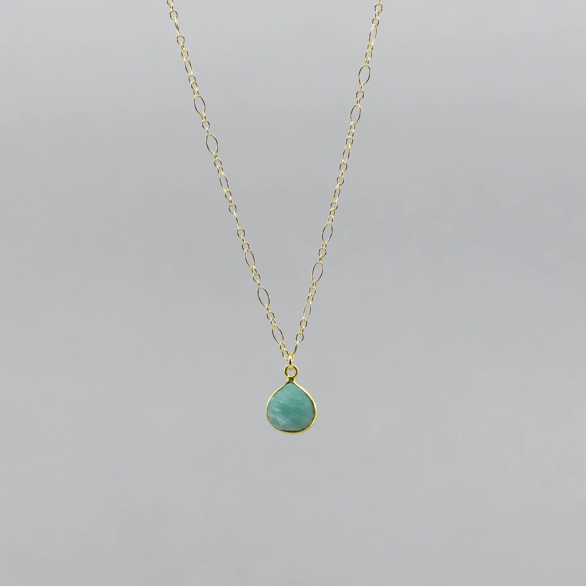 Amazonite Pendant Necklace | Gold-Filled Boho Statement Jewelry
