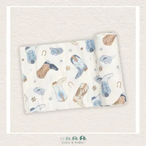 Angel Dear Blue Cowboy Boots Swaddle Blanket