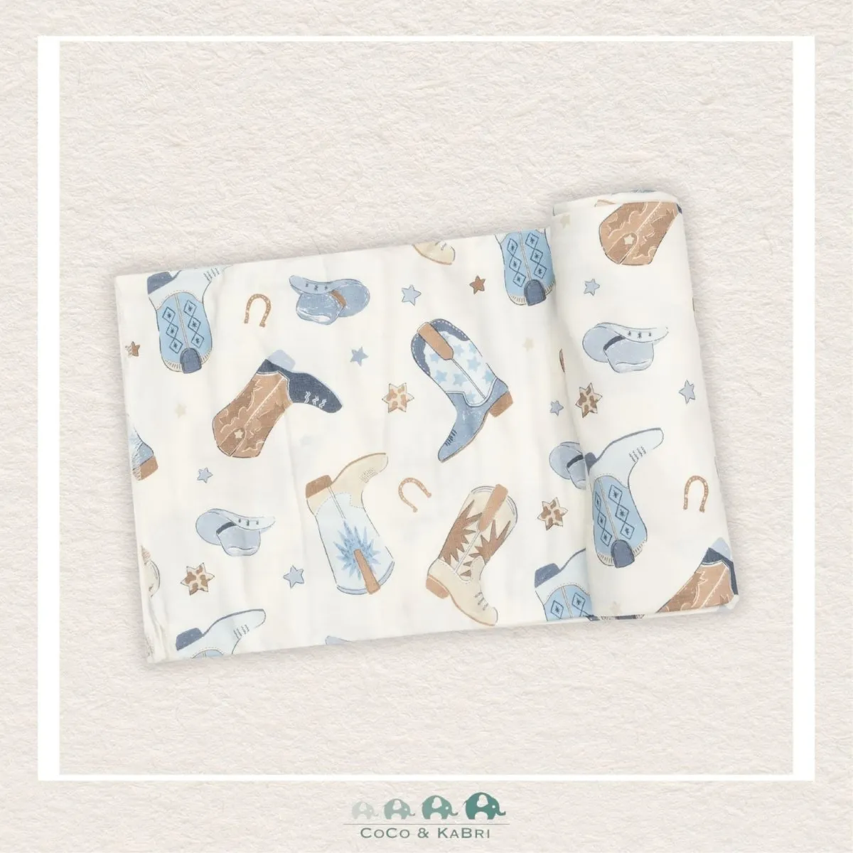 Angel Dear Blue Cowboy Boots Swaddle Blanket