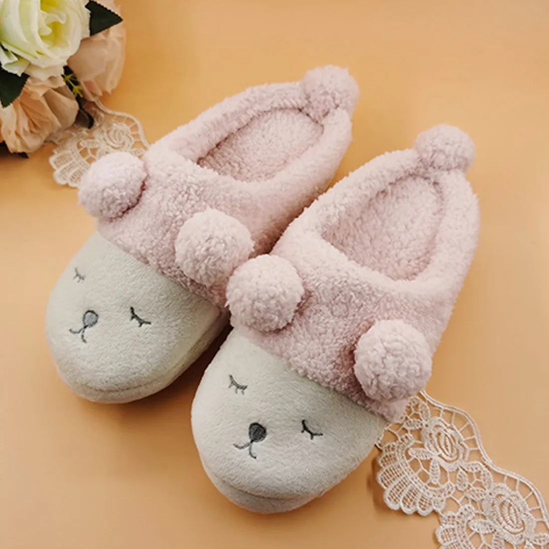 Animal Slippers Cute Sheep BB Cartoons indoor slippers ball couple warm shoes UGG Style