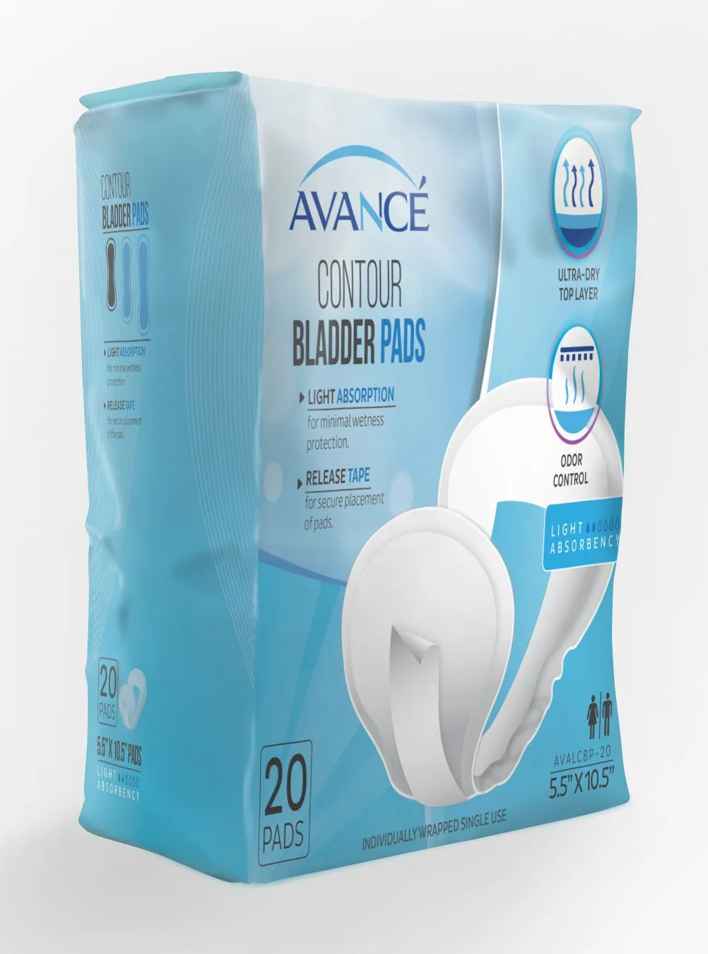 Avancé Light Absorbency 5.5" x 10.5" Contour Bladder Pads