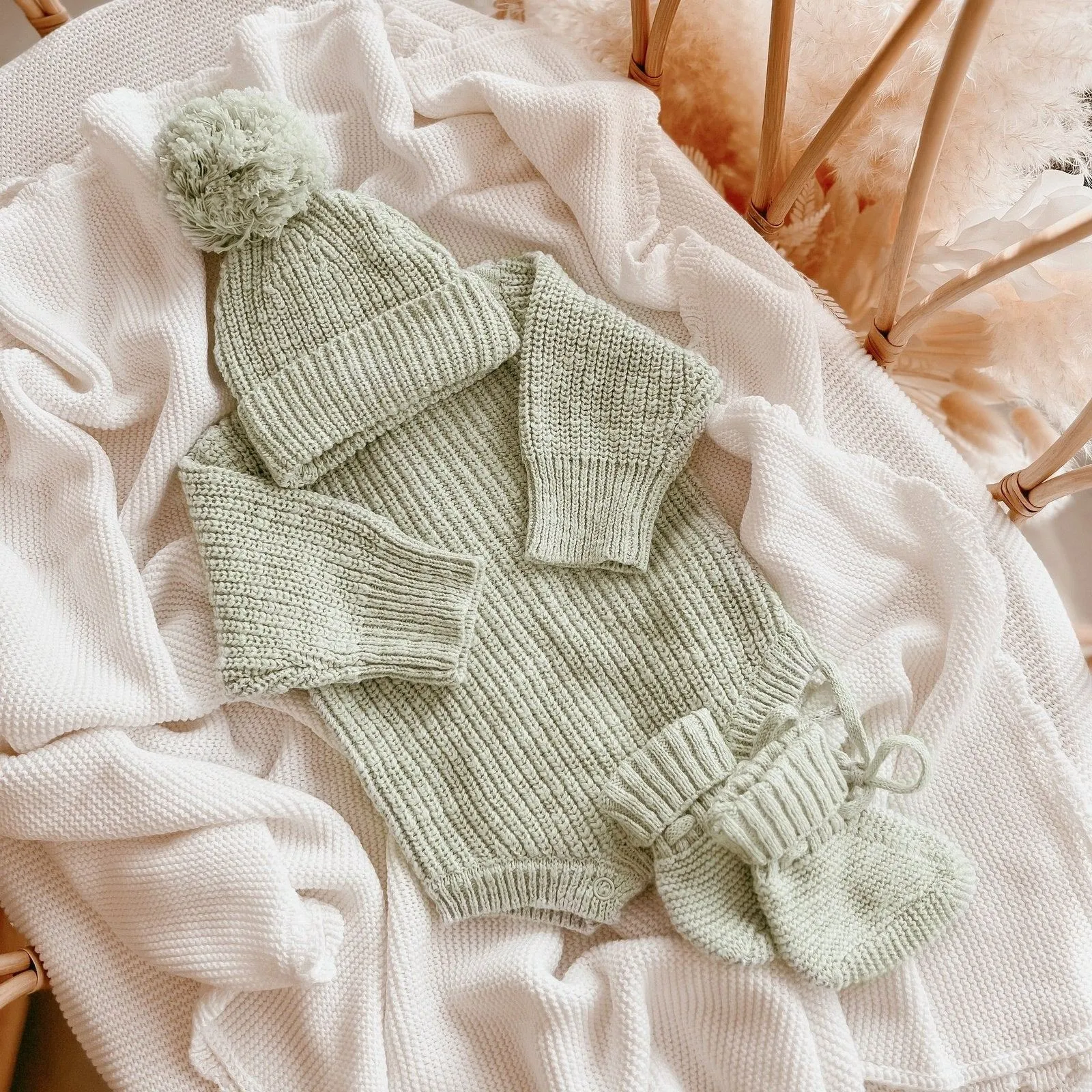 B & P Chunky Knit Beanie | Sage