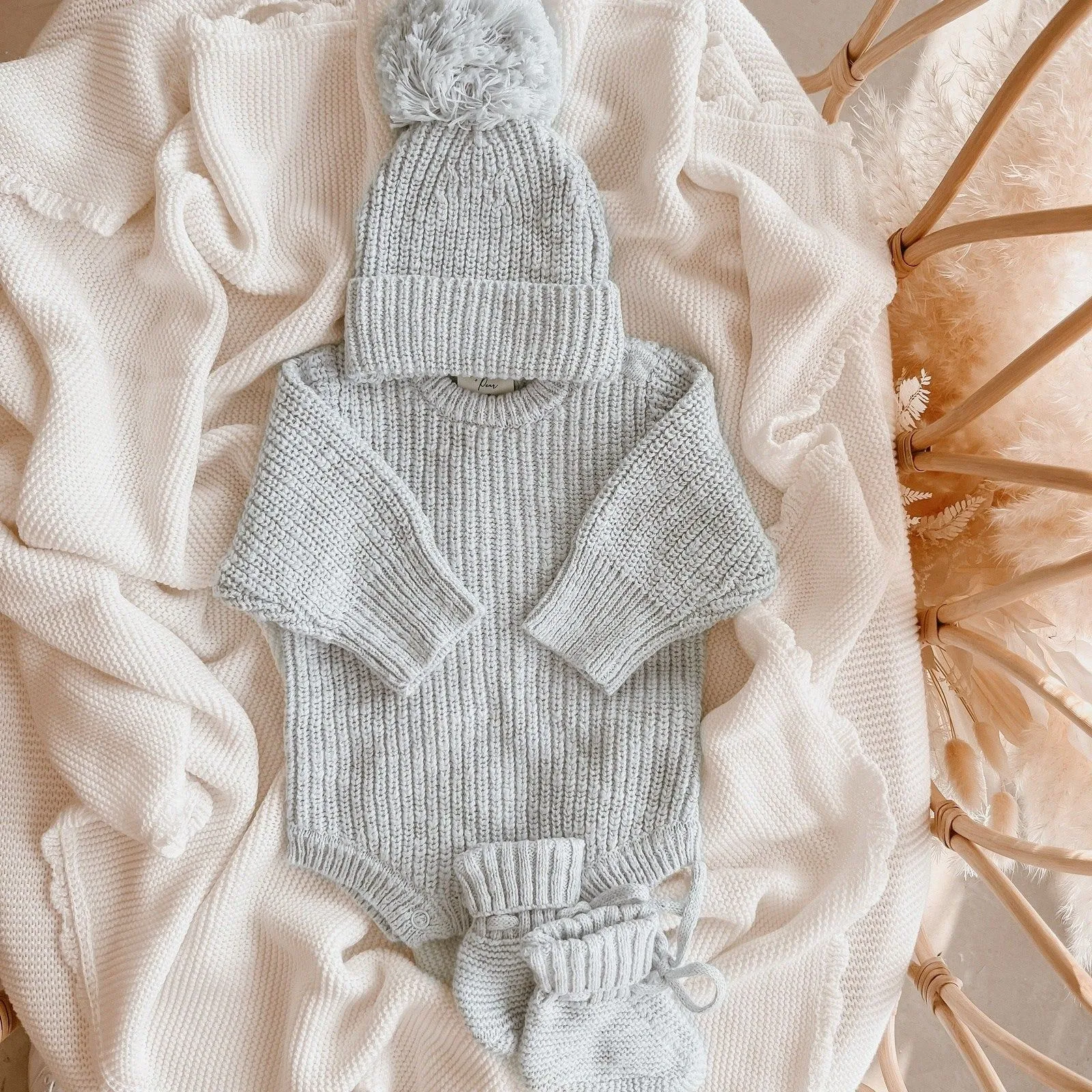 B & P Chunky Knit Romper | Periwinkle