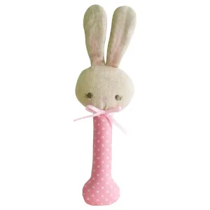 Baby Bunny Stick Rattle Pink with White Spot