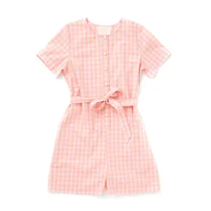 ban.do Pink Gingham Button-Up Romper