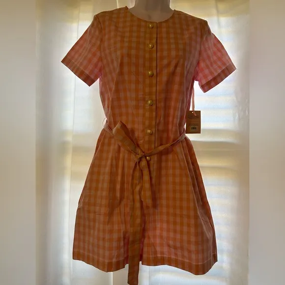 ban.do Pink Gingham Button-Up Romper