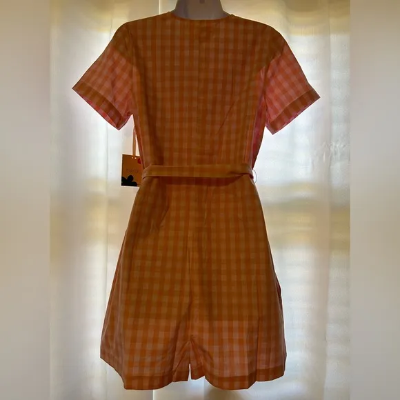 ban.do Pink Gingham Button-Up Romper