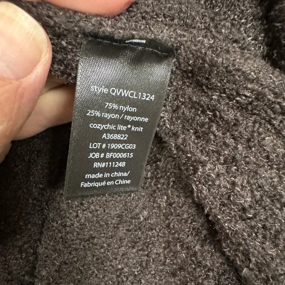 Barefoot Dreams Cozy Chic Light Brown Open Front Hooded Waterfall Cardigan, XL