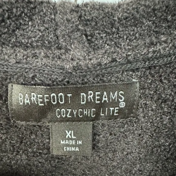 Barefoot Dreams Cozy Chic Light Brown Open Front Hooded Waterfall Cardigan, XL