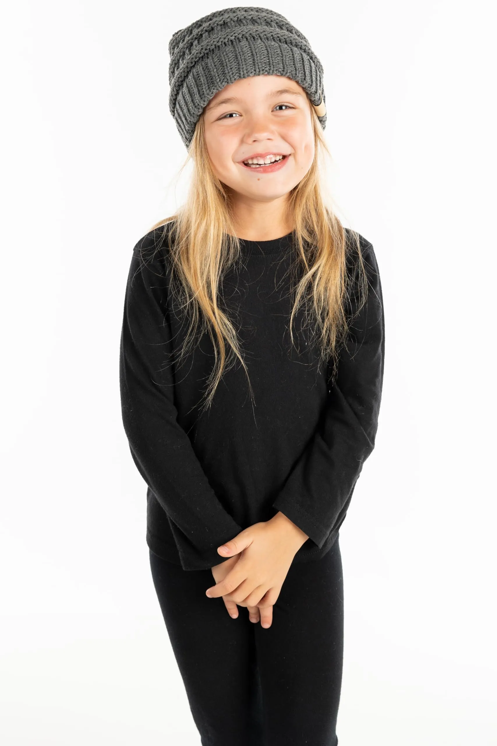 Big Kids Solid Ribbed Beanie Hat