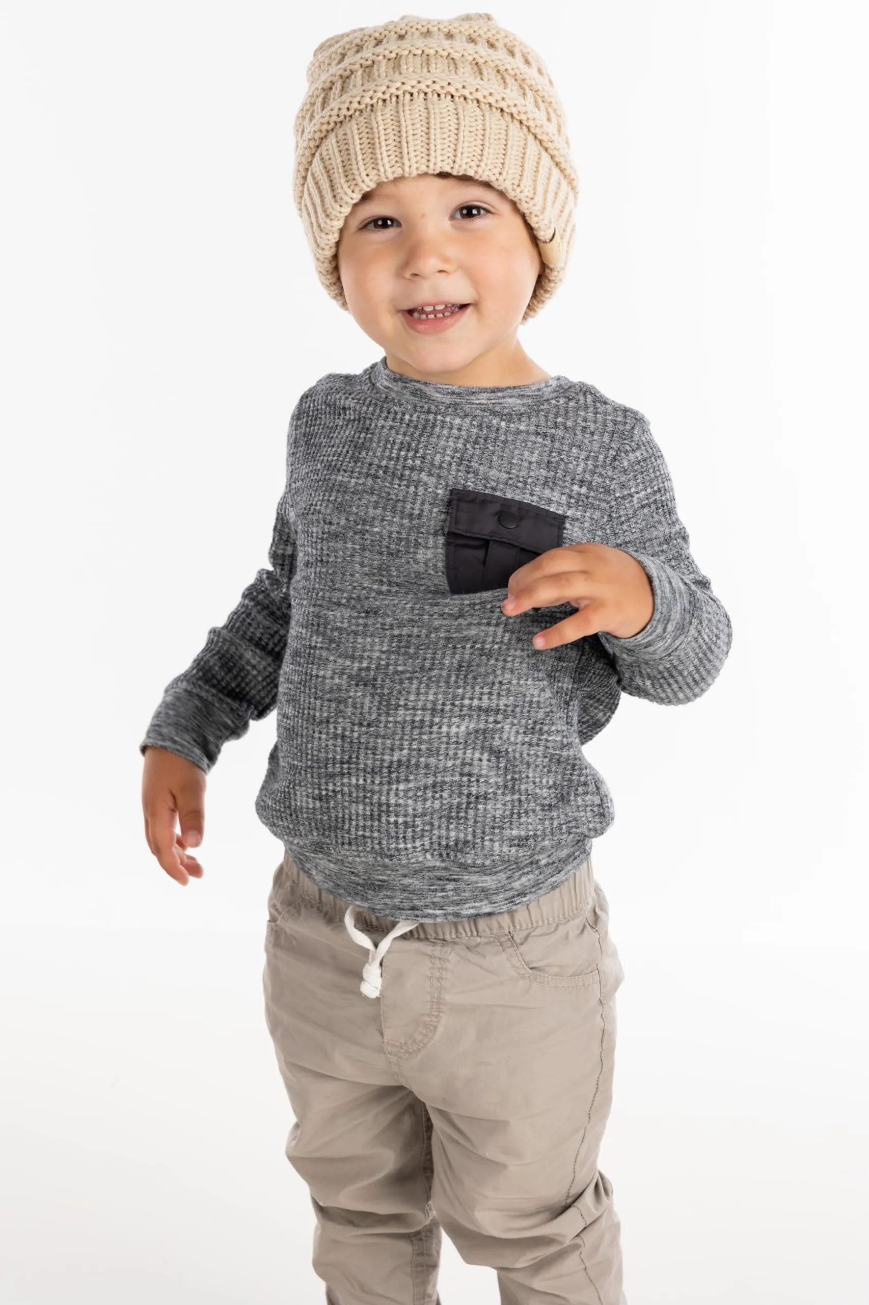 Big Kids Solid Ribbed Beanie Hat