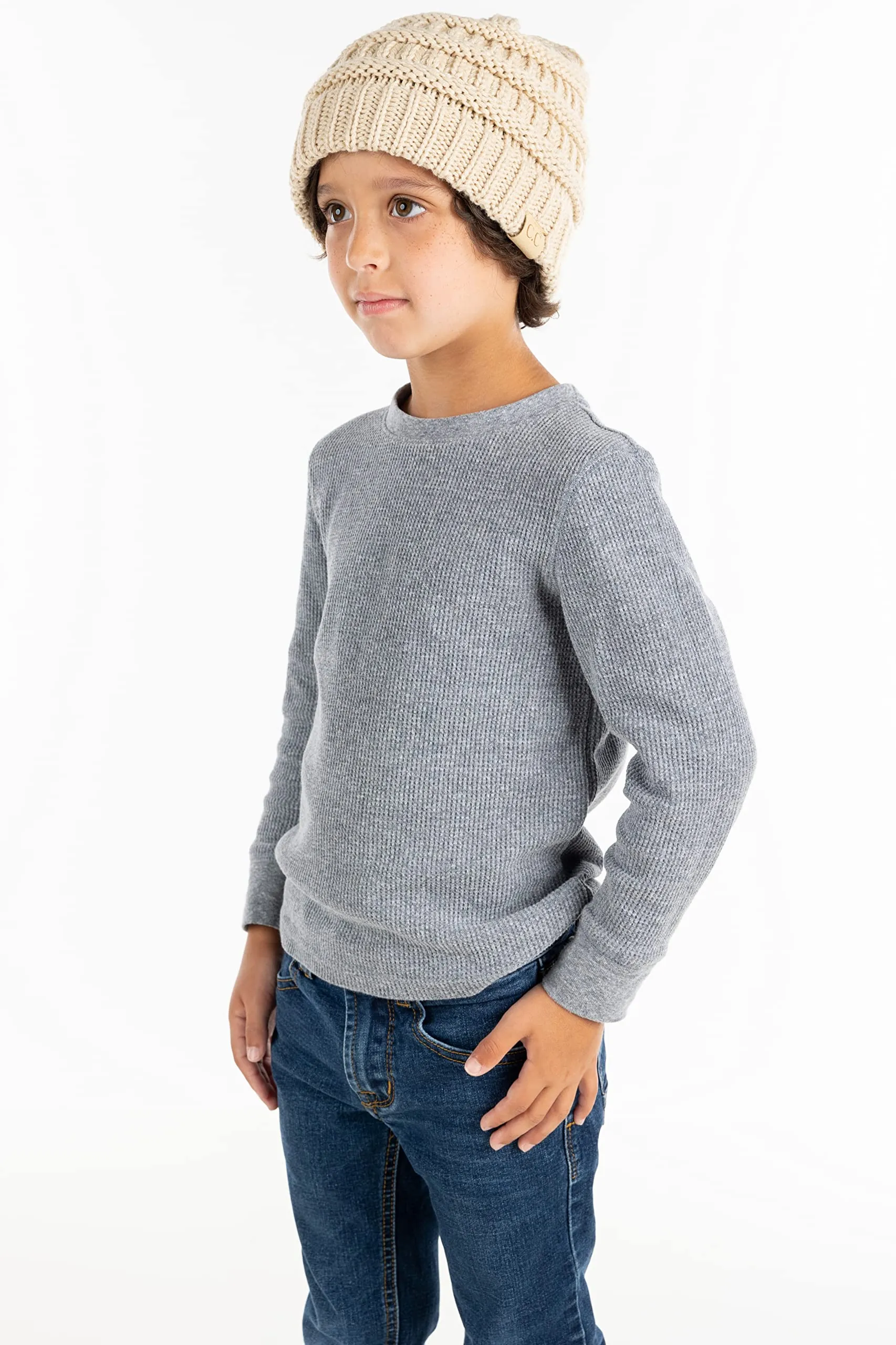 Big Kids Solid Ribbed Beanie Hat