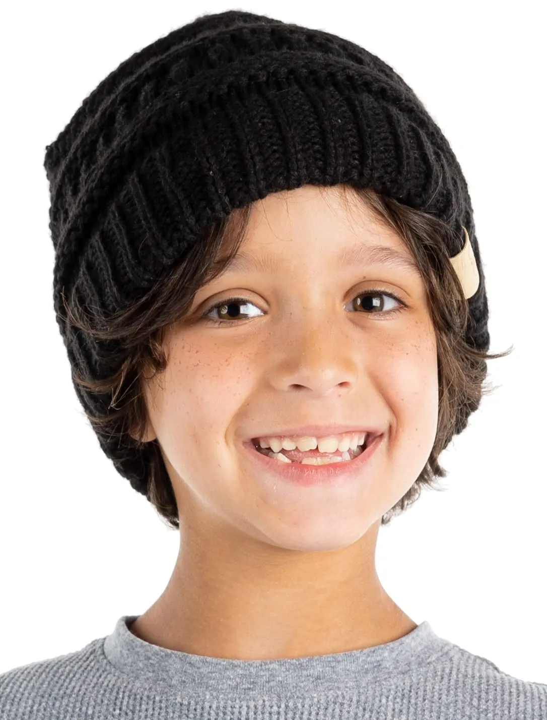Big Kids Solid Ribbed Beanie Hat