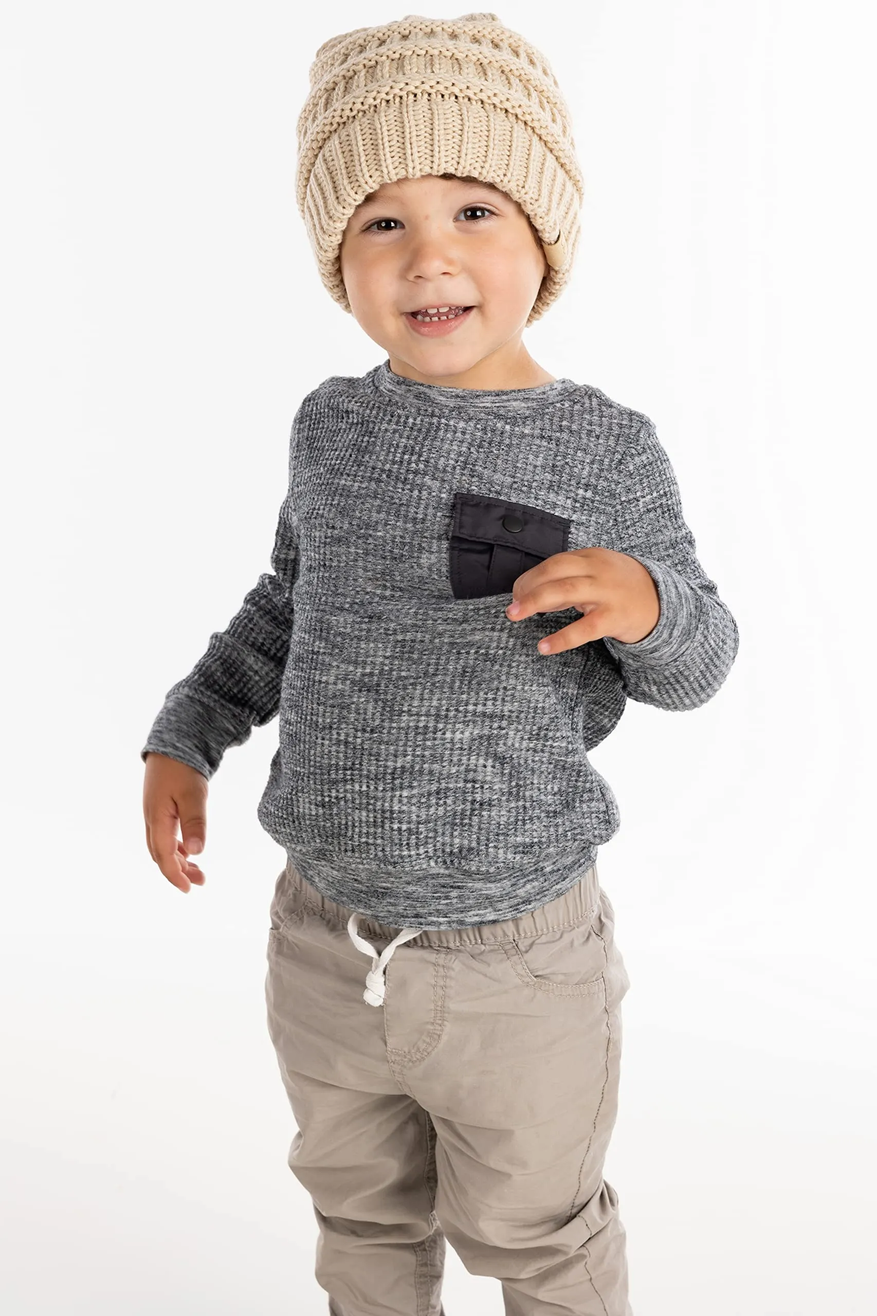 Big Kids Solid Ribbed Beanie Hat
