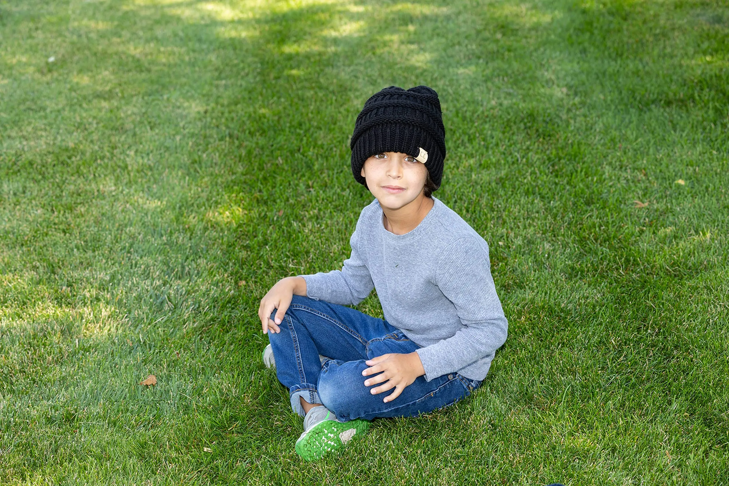 Big Kids Solid Ribbed Beanie Hat