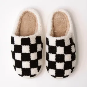Black Checkered Slippers