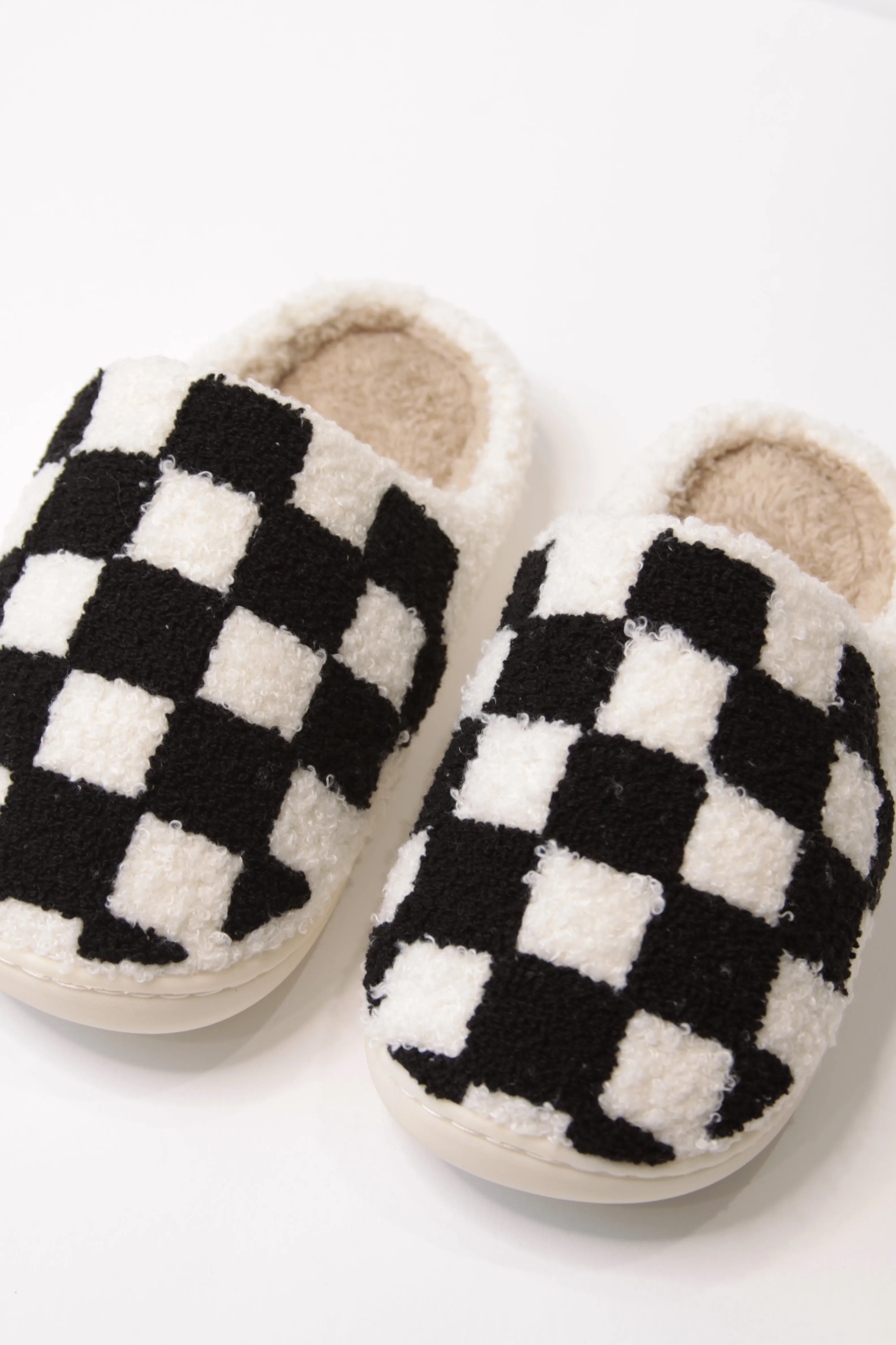 Black Checkered Slippers