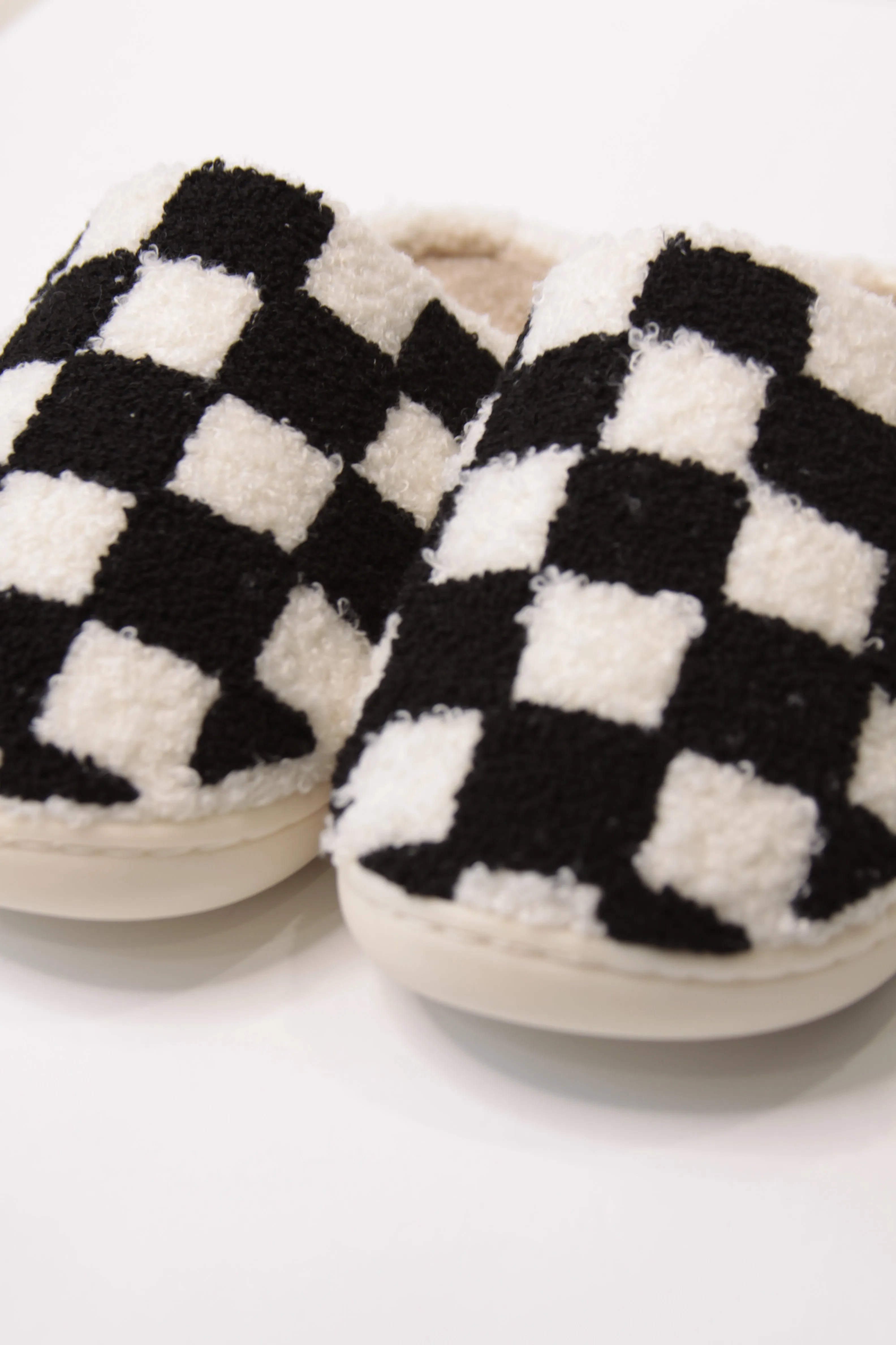 Black Checkered Slippers