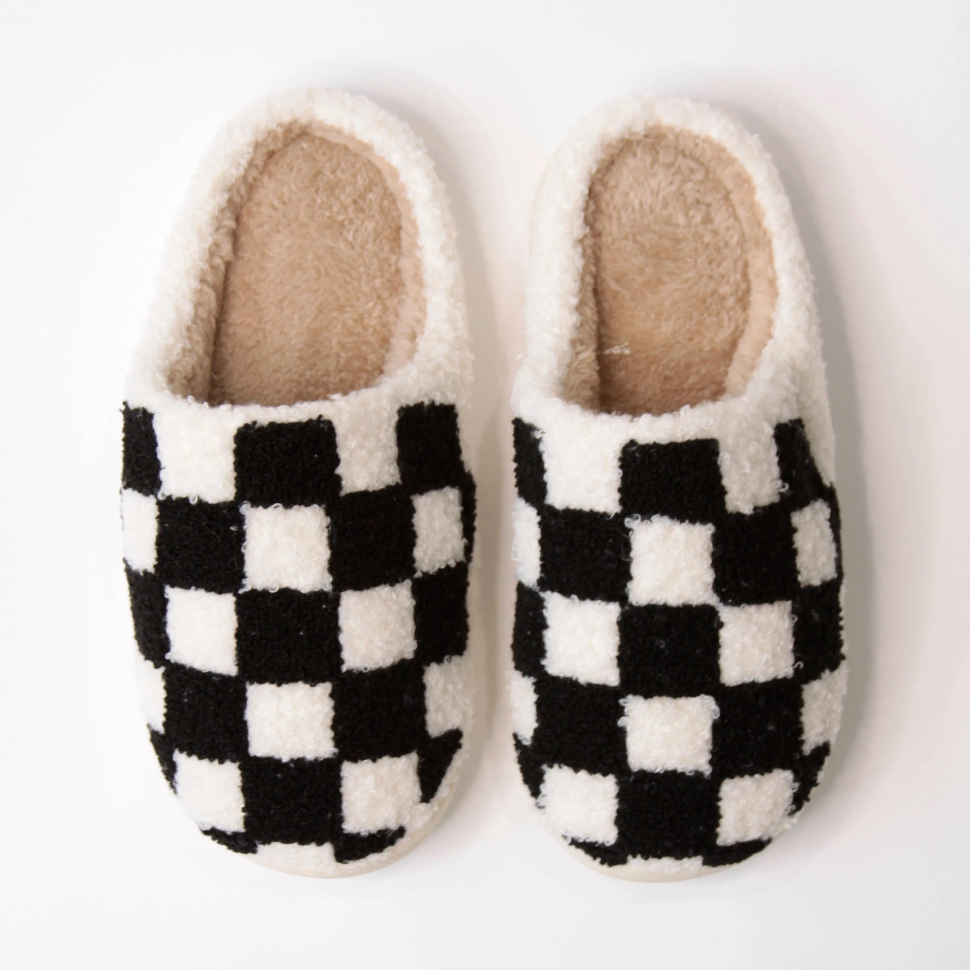 Black Checkered Slippers