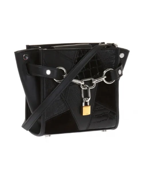 Black Croc & Suede Leather Attico Padlock bag