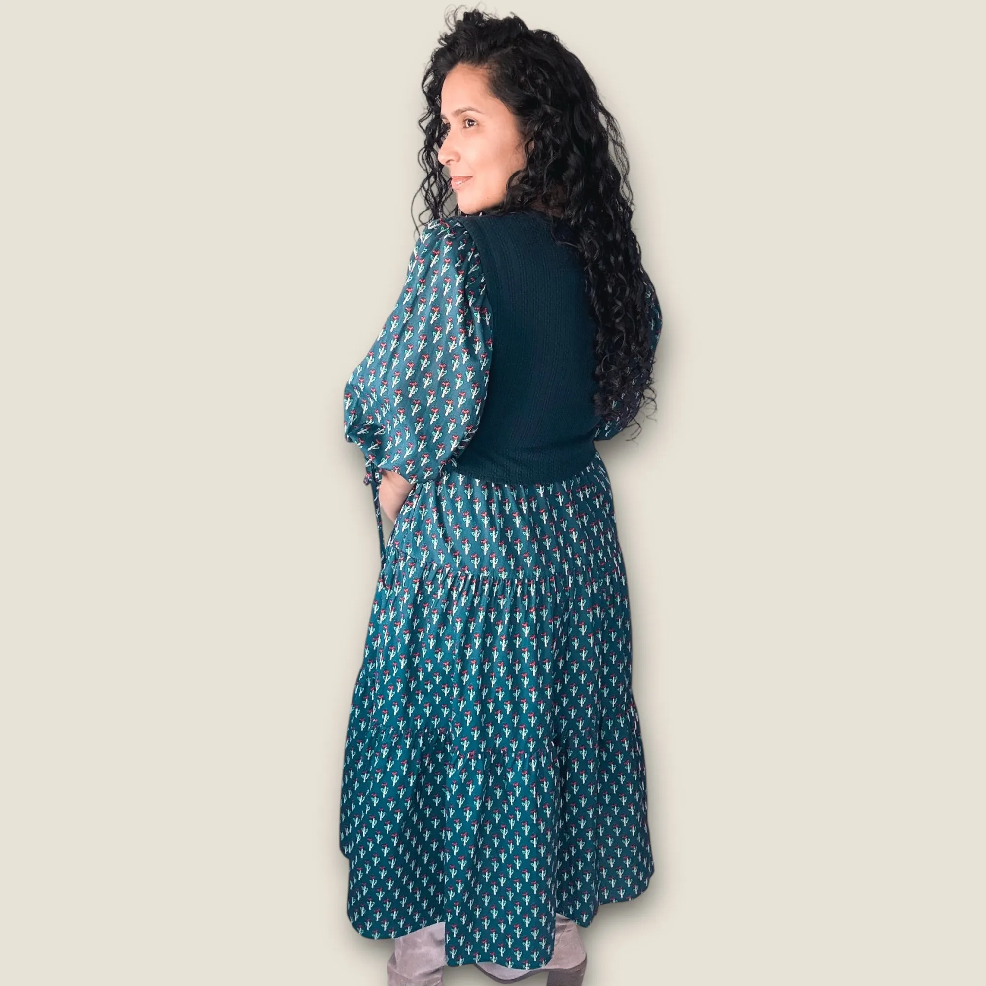 Blossom In Navy - Midi Dress