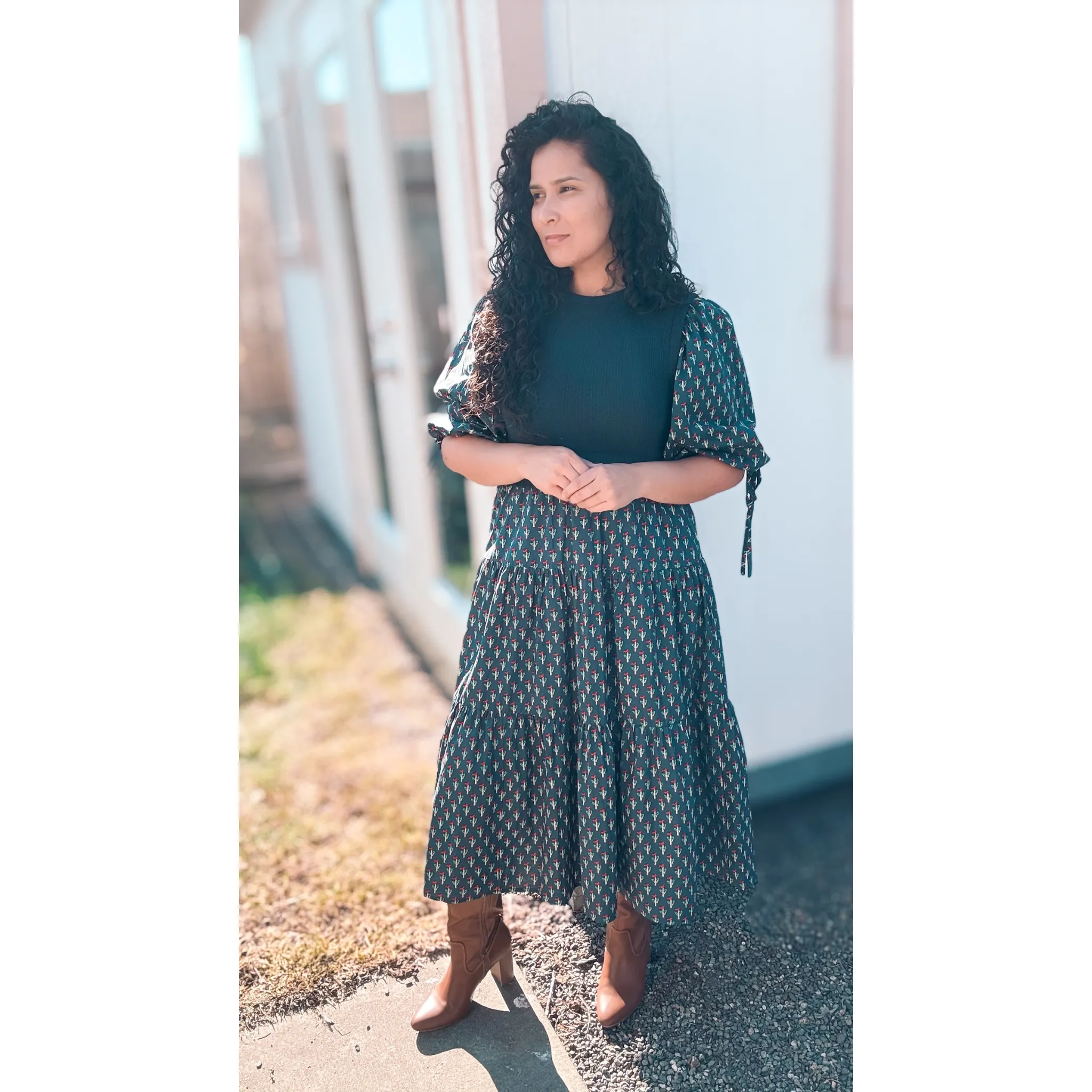 Blossom In Navy - Midi Dress