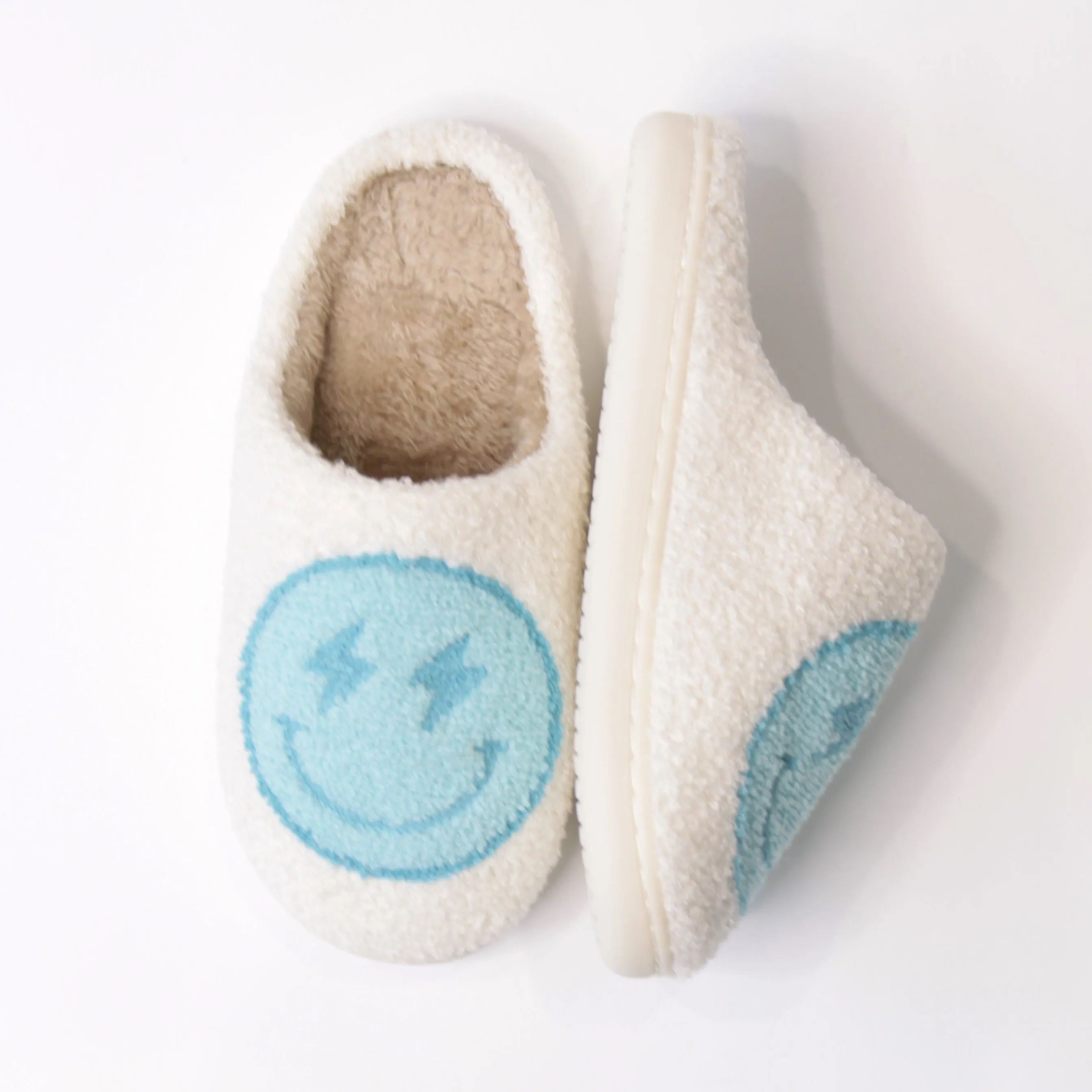Blue Lightening Bolt Happy Slippers