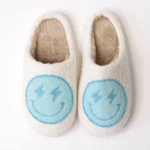 Blue Lightening Bolt Happy Slippers