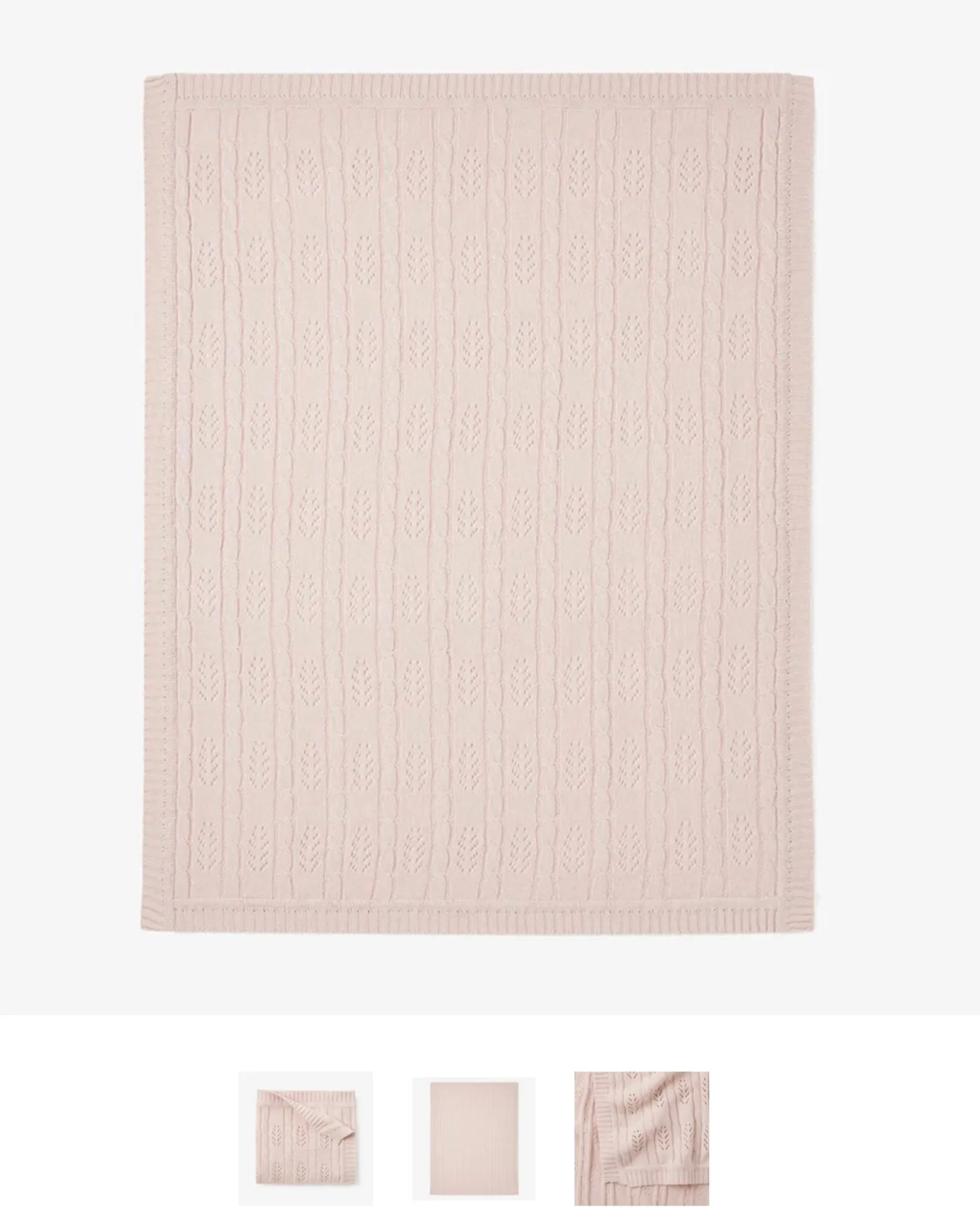 Blush Pink Leaf Knit Baby Blanket by Elegant Baby