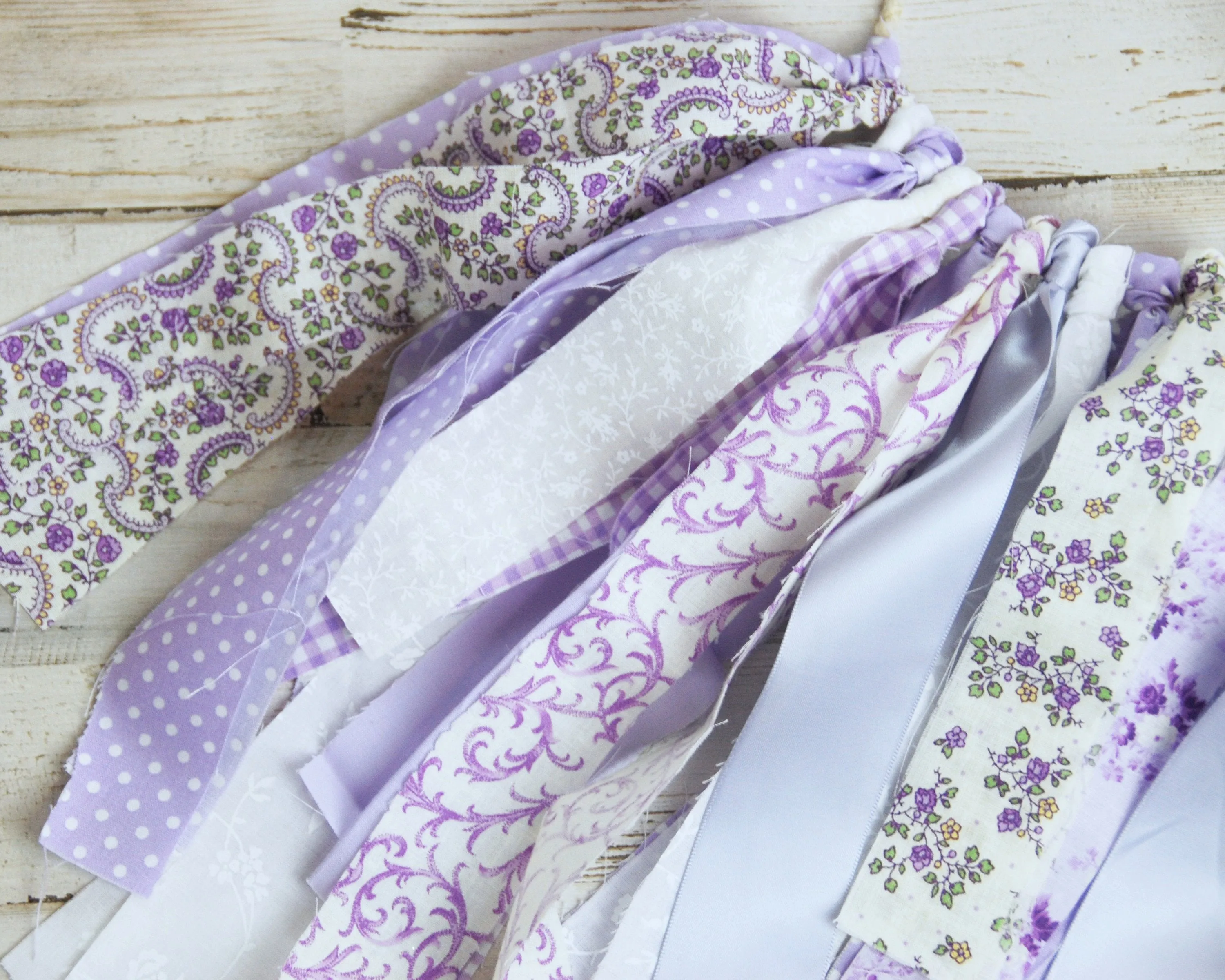 Boho farmhouse chic floral lavender fabric banner