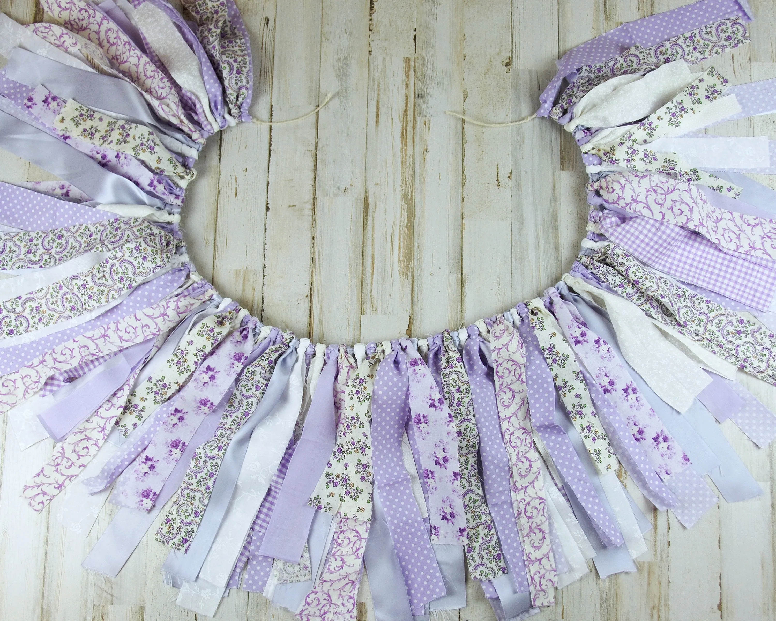 Boho farmhouse chic floral lavender fabric banner