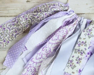 Boho farmhouse chic floral lavender fabric banner