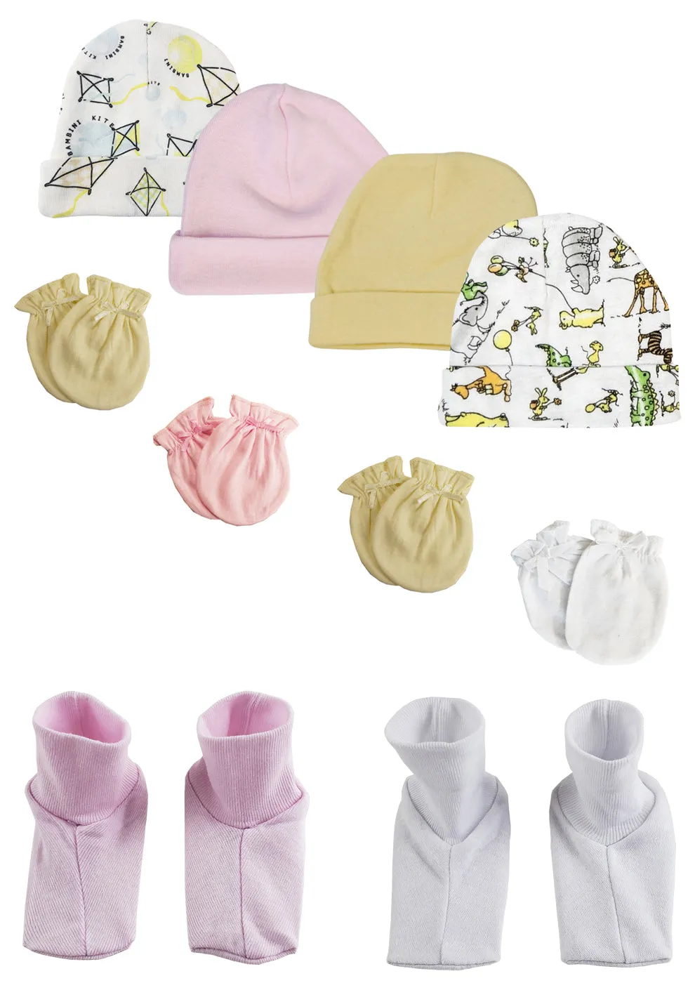 Boys Girls Caps, Booties and Mittens (Pack of 10) NC_0297