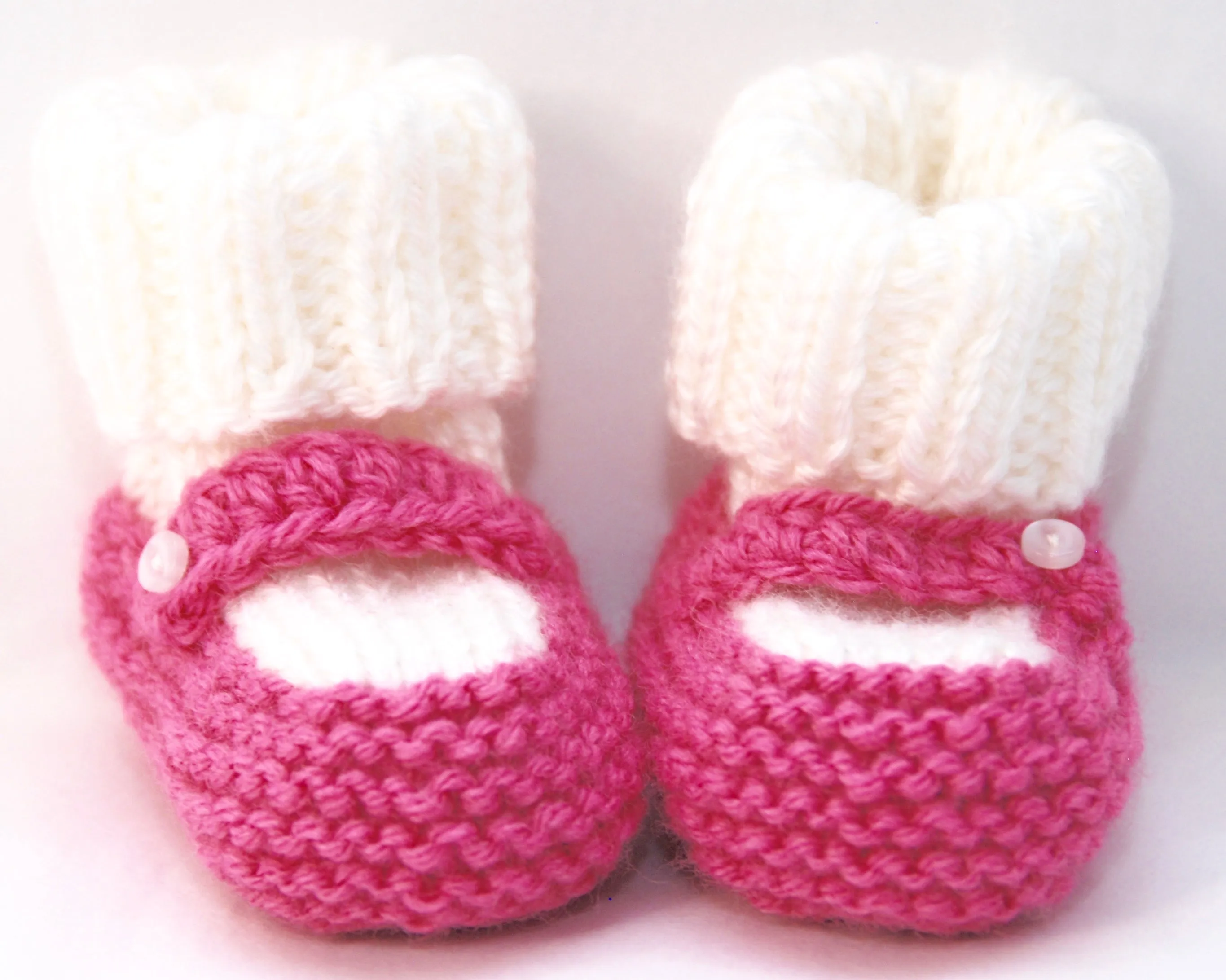 Bright Pink Hand Knit Baby Booties