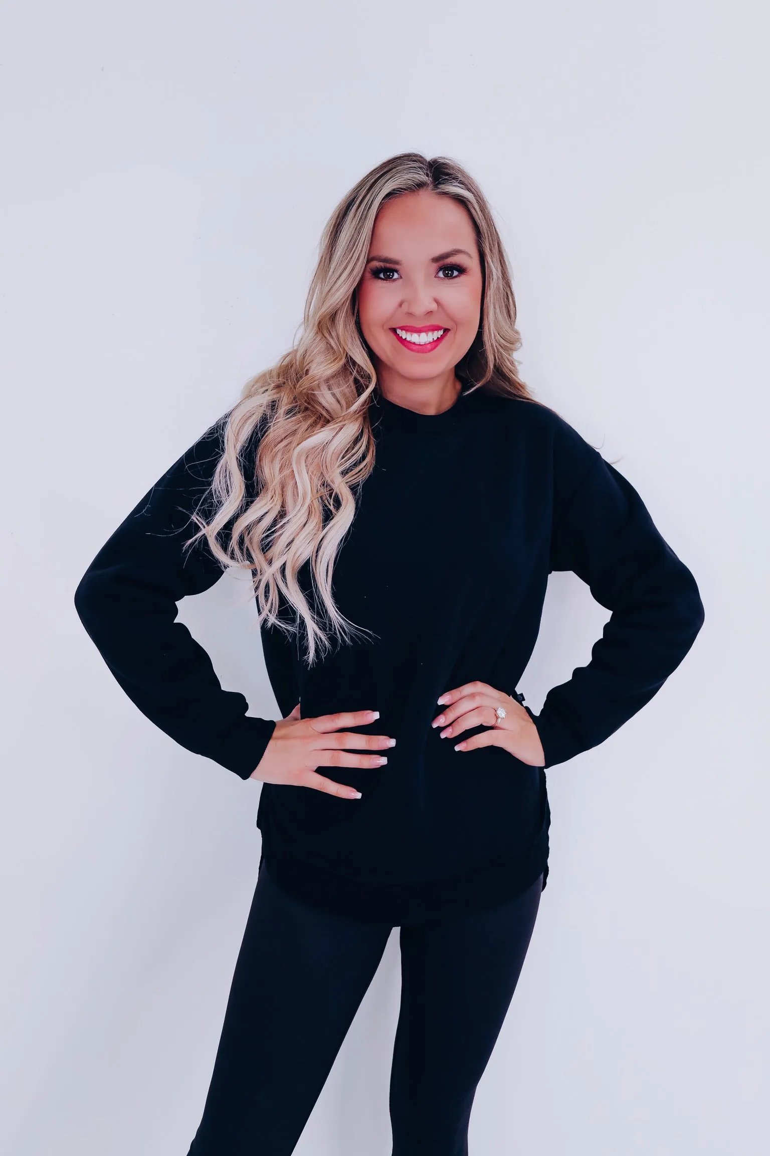 Calia Cuddly Soft Hi-Lo Sweatshirt - Black