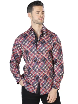 Camisa Casual Manga Larga Estampada Rojo para Hombre 'El Señor de los Cielos' - ID: 44047