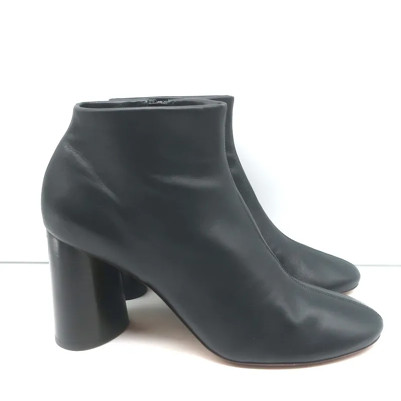 Celine Booties Black Leather Size 38.5 High Heel Ankle Boots