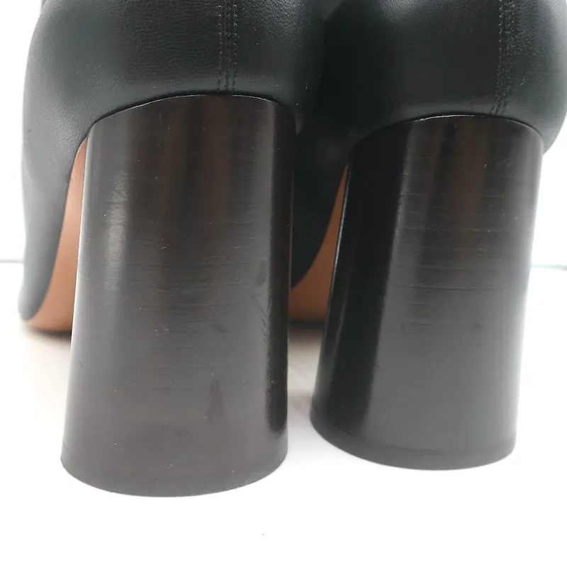 Celine Booties Black Leather Size 38.5 High Heel Ankle Boots