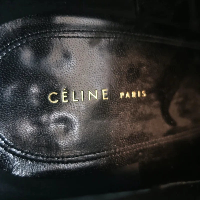 Celine Booties Black Leather Size 38.5 High Heel Ankle Boots