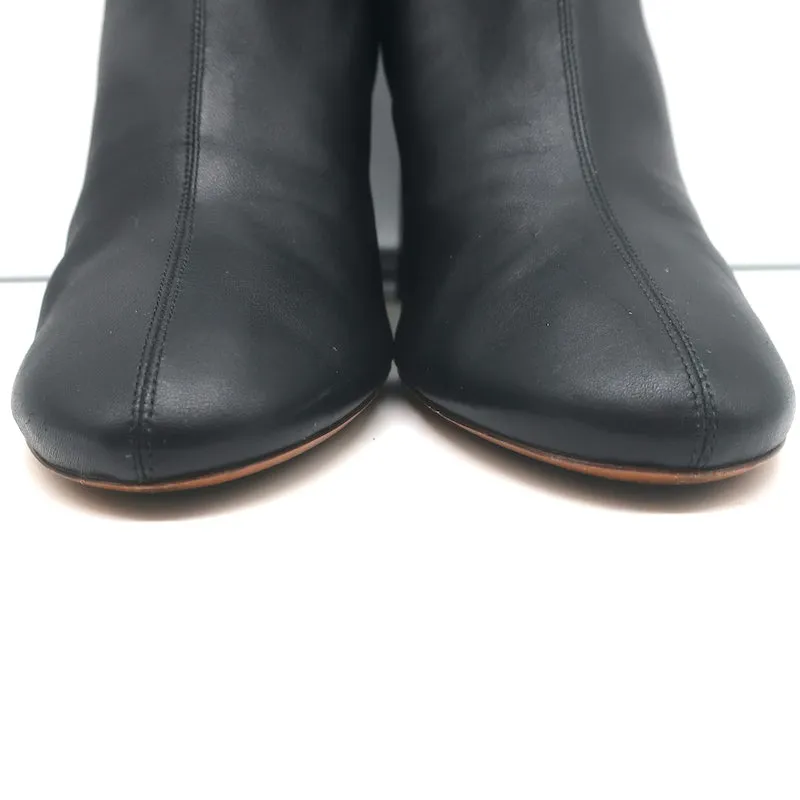 Celine Booties Black Leather Size 38.5 High Heel Ankle Boots