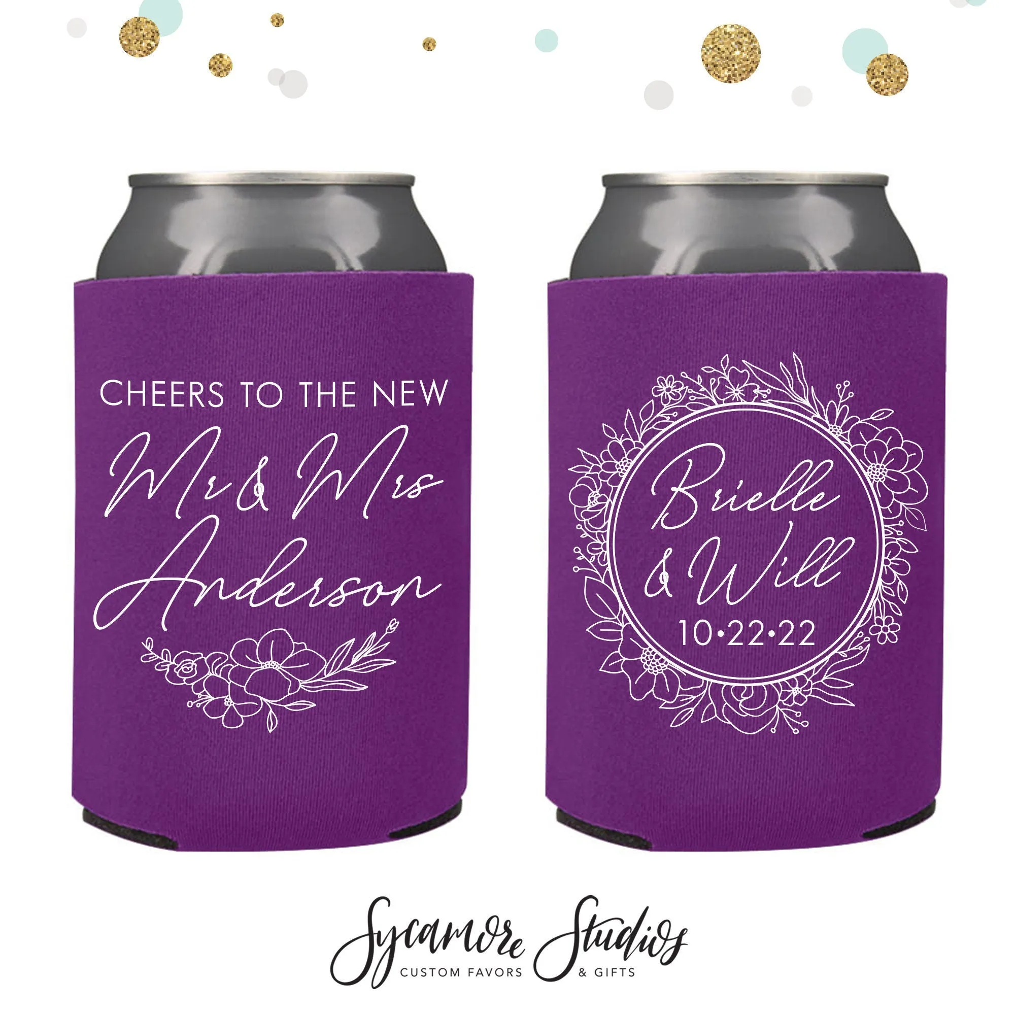 Cheers to The New Mr and Mrs - Wedding Can Cooler #171R