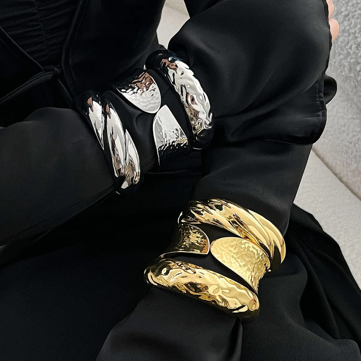 Chic Gold Silver Plated Twisted Bangle Bracelet