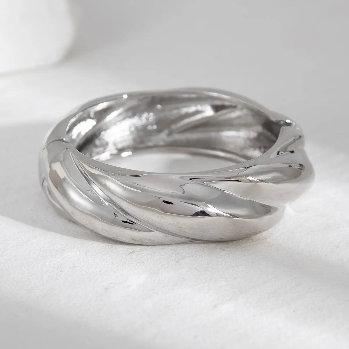Chic Gold Silver Plated Twisted Bangle Bracelet